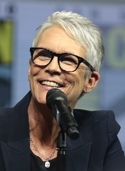 Jamie Lee Curtis smiling .