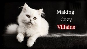 Making Villains in a cozy world - Blofeld's white can on black background