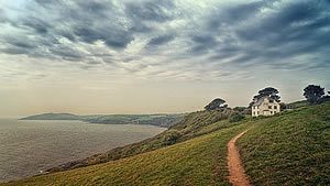 Finding Cornwall. Coast, path leading to a remote house