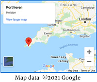 Map showing location of Porthleven, Cornwall, SW England
