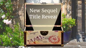 Trunk on cottage doorstep. Lid open with light shining out illuminating text: New Sequel Title Reveal in white on black