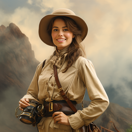 Victorian female explorer with camera