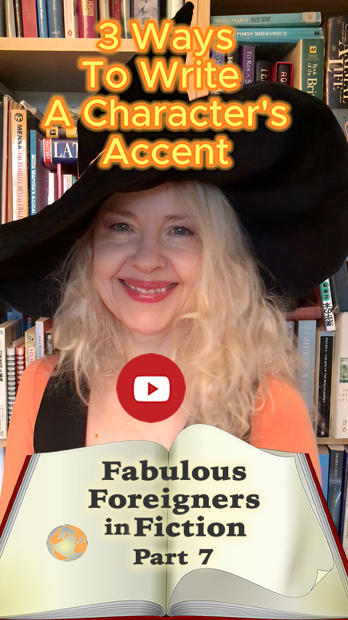 Click to go to Fabulous Foreigners in Fiction - Part 7. Holly Bell with Youtube play button.button.