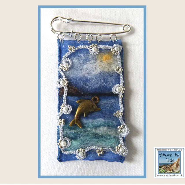 Brooch - sea with dolphin