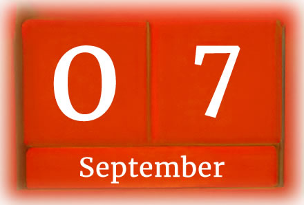 Red Calendar blocks with 07 September in white font.