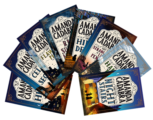 Amanda Cadabra Books 1-8 covers illustrated by Tim Brown