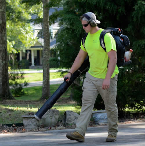 Man using leafblower