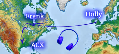 Map showing UK, Canada and USA, arrows from one to the other