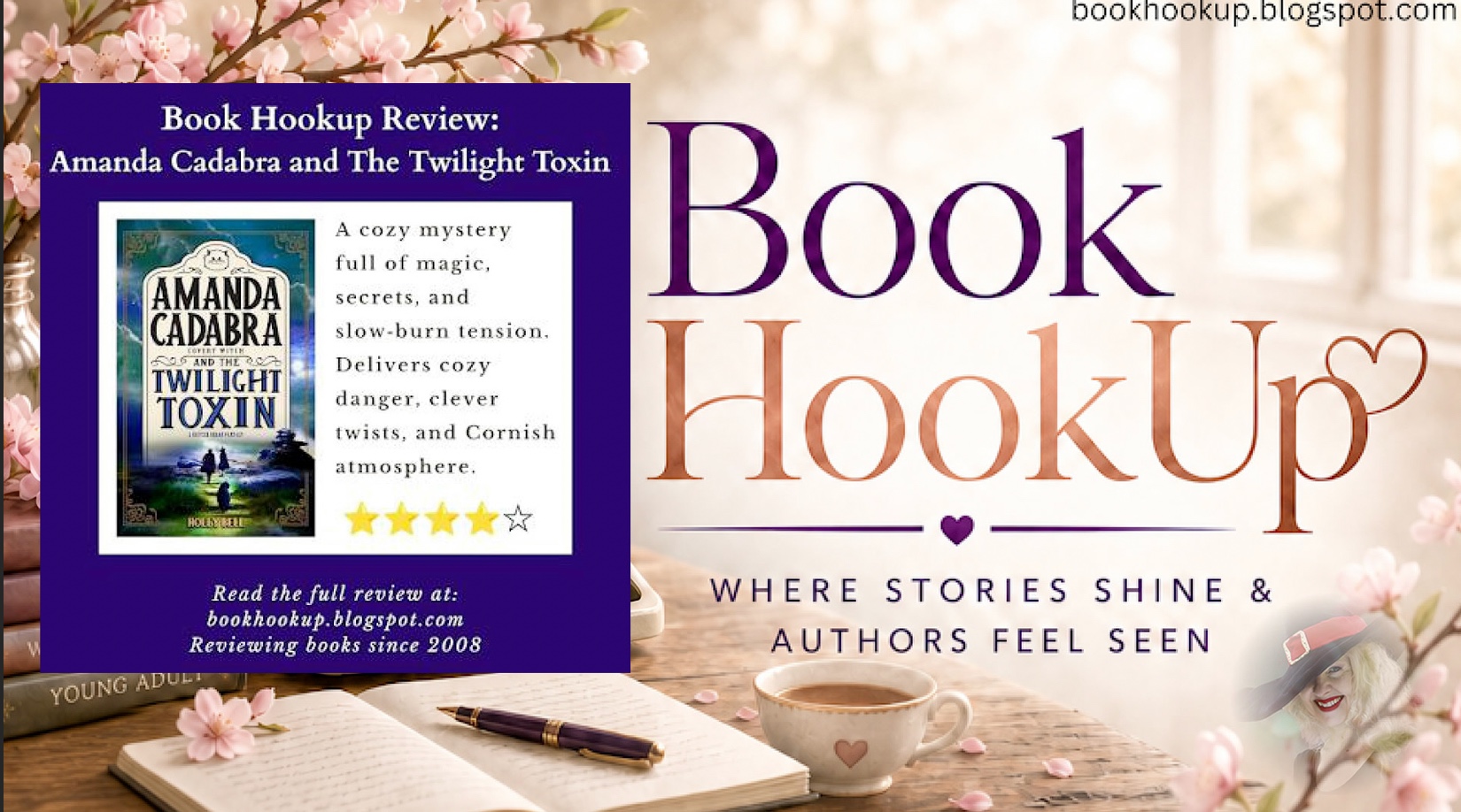 Book Hookup text on right and on left review of Amanda Cadabra and The Twilight Toxin