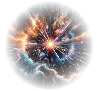 star surrounded by colourful cosmic clouds