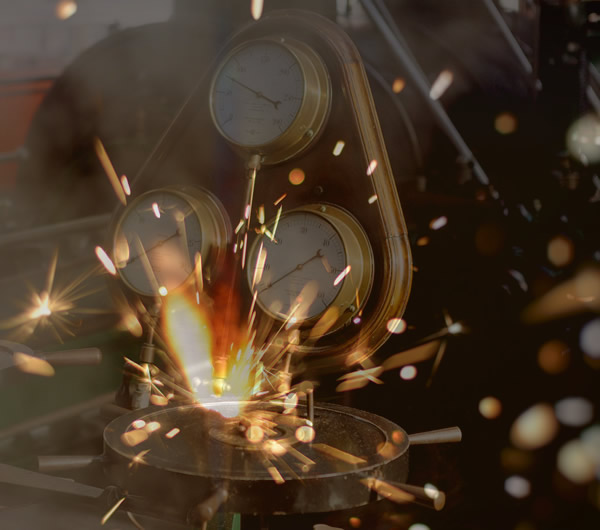 Sparks coming from a machine with dials